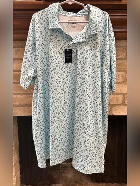 Crewcuts Light Blue Polo with Navy Micro Print EUC